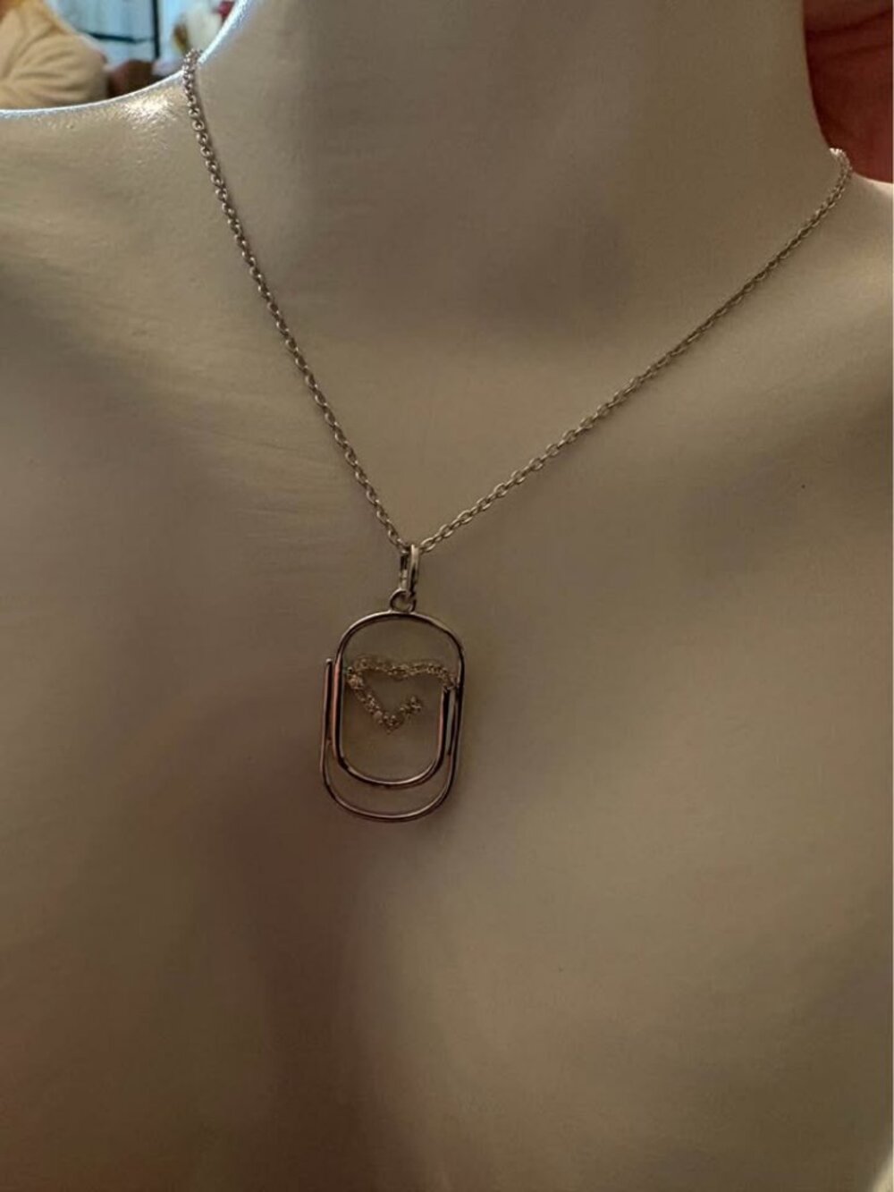 18 inch Lab Diamond 0.10 Heart Necklace 925 Sterling Siover